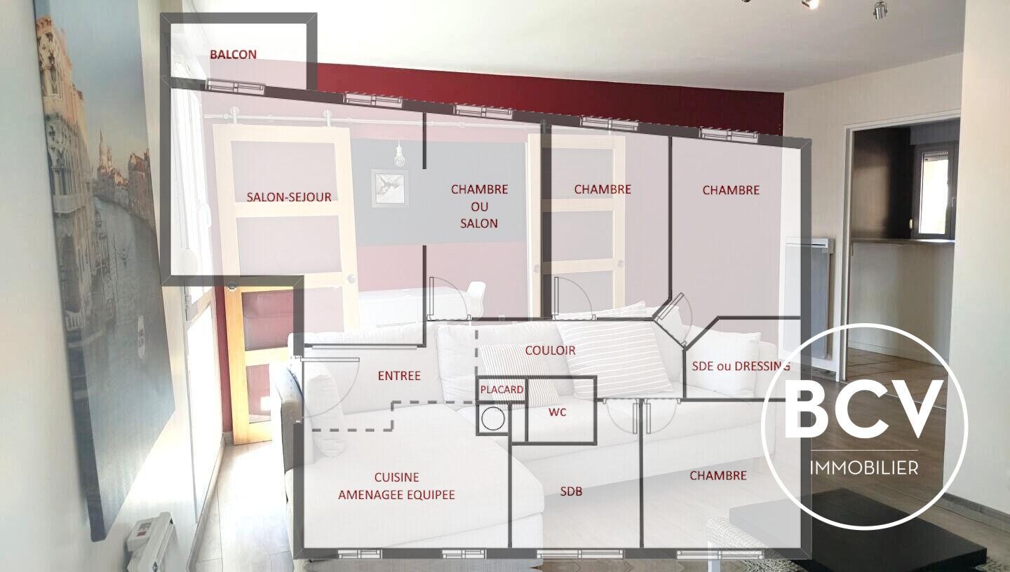 Secteur gare T5 comprenant 4 chambres. Place de parking en sous-sol