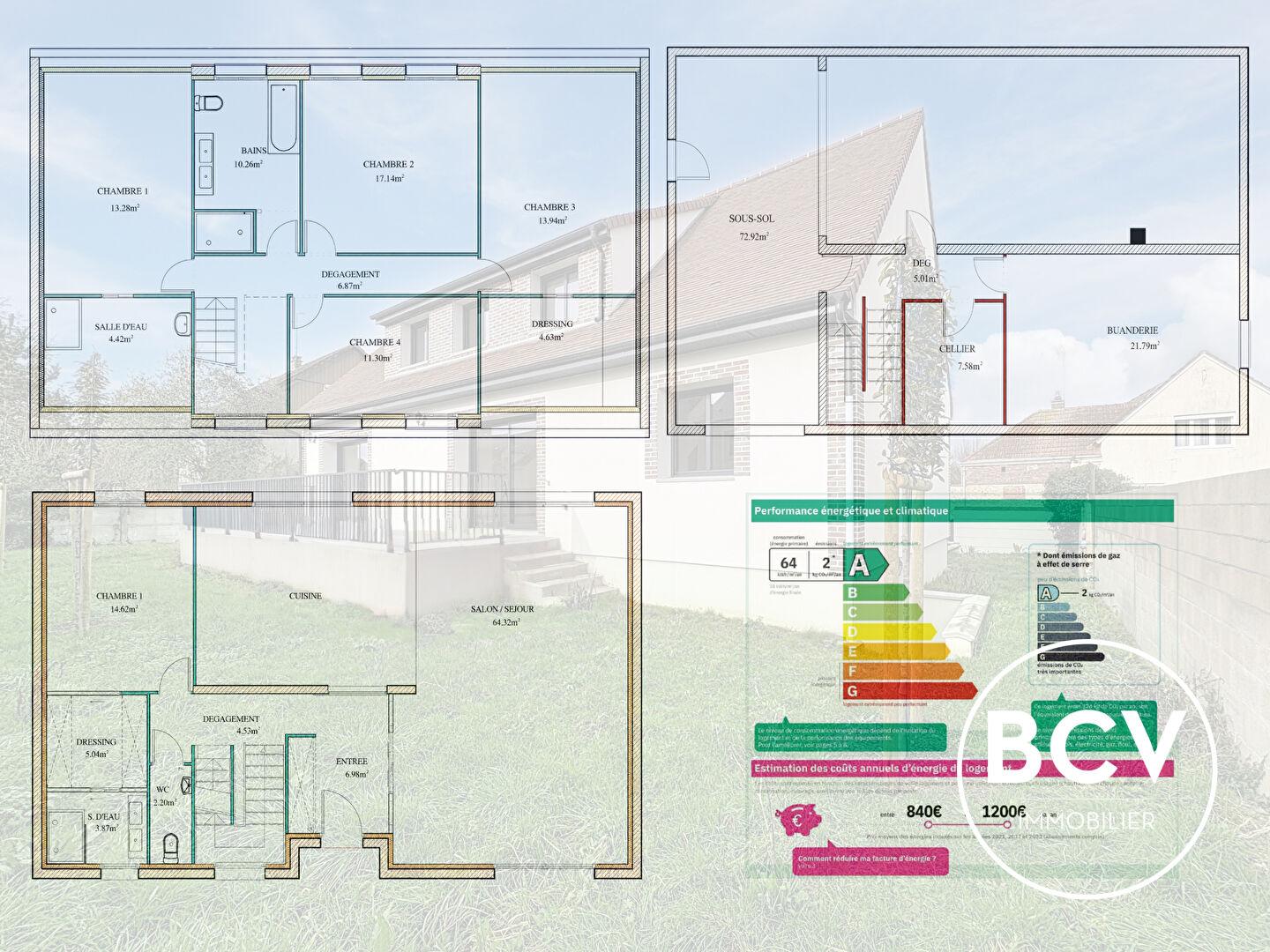 Maison T7 clé en main  Séjour double  5 chambres  Sous-sol total  avec garage.