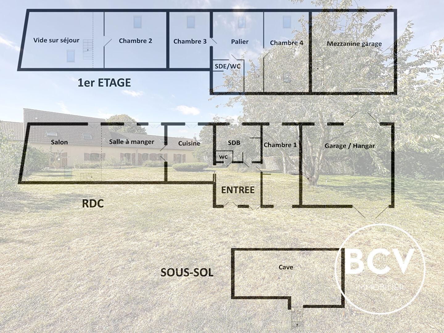 Maison T6 de 222 m² avec séjour double et grange sur terrain de 1989 m²